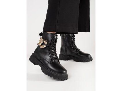 Černé workery se zlatým řetízkem (Velikost 36)