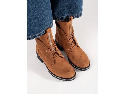 Světle hnědé kotníkové boty se šněrováním (Velikost 36)