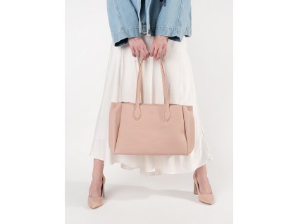 Růžová kabelka typu shopper z ekokůže (Velikost one size)