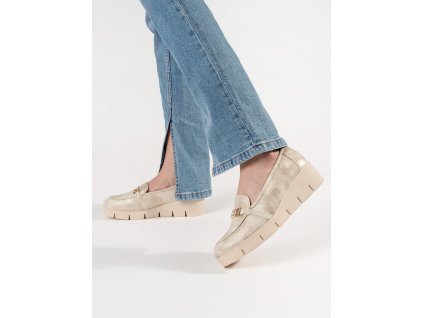 Zlaté mokasíny na klínku s řetízkem (Velikost 36)