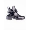 Černé lakované kotníkové boty na suchý zip W. Potocki