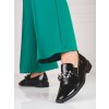 Dámské lakované lordsy s ornamentem  černé (Velikost 37.5)