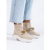 Sneakersy dámské  s ponožkovým svrškem béžové (Velikost 37.5)