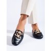 Černé dámské mokasíny se zlatou ozdobou (Velikost 37.5)