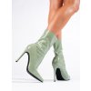 Dámské kozačky na jehlovém podpatku Shelovet z lakované ekokůže zelené