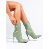 Dámské kozačky na jehlovém podpatku Shelovet z lakované ekokůže zelené