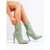 Dámské kozačky na jehlovém podpatku Shelovet z lakované ekokůže zelené