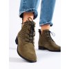 Děrované dámské kotníkové boty šněrovací Potocki zelené (Velikost 37.5)