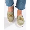 Pohodlné dámské mokasíny na platformě  zelené (Velikost 37.5)