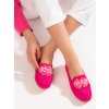 Dámské děrované mokasíny s krystalky  růžové (Velikost 37.5)