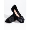 Semišové dámské baleríny s mašlí  černé (Velikost 37.5)