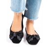 Semišové dámské baleríny s mašlí  černé (Velikost 37.5)