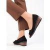 Dámské dírkované semišové lodičky na klínku Potocki černé (Velikost 37.5)