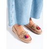 Světle béžové semišové mokasíny boho se střapci (Velikost 37.5)
