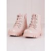 Šněrovací kotníkové boty s růžovými ozdobami  dívčí (Velikost 36)