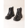 Šněrovací kotníkové boty pro dívky s ornamenty  černé (Velikost 36)