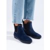 Semišové tmavě modré zateplené holínky Potocki (Velikost 36)