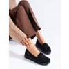 Semišové černé mokasíny na hrubé podrážce (Velikost 36)