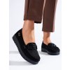 Semišové černé mokasíny na hrubé podrážce (Velikost 36)