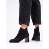 Semišové černé kotníkové boty na podpatku (Velikost 36)