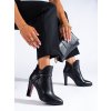 Klasické černé dámské kotníkové boty Shelovet na vysokém podpatku (Velikost 35)