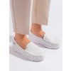 Bílé dírkované dámské mokasíny (Velikost 36)
