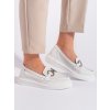 Bílé dírkované dámské mokasíny (Velikost 36)
