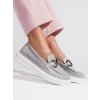 Šedé dírkované dámské mokasíny (Velikost 36)