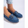 Dírkované modré mokasíny na platformě (Velikost 36)