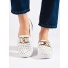 Bílé dámské mokasíny se sponou
