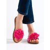 Fuchsiové dámské nazouváky s kytkou (Velikost 36)