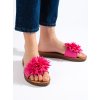 Fuchsiové dámské nazouváky s kytkou (Velikost 36)