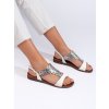 Ažurové bílo-stříbrné dámské sandály Sergio Leone (Velikost 36)