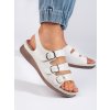 Pohodlné bílé sandály na nízkém klínku (Velikost 36)