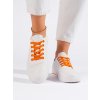 Bílé dámské tenisky s oranžovými tkaničkami (Velikost 36)