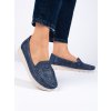 Dírkované tmavě modré mokasíny dámské (Velikost 36)