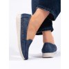 Dírkované tmavě modré mokasíny dámské