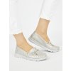 Stříbrné pohodlné mokasíny z ekokůže (Velikost 36)