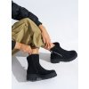 Černé dámské kotníkové boty s ozdobným zipem (Velikost 36)