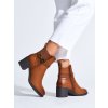 Camelové kotníkové dámské boty na sloupku (Velikost 36)