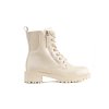 Béžové lakované dámské kotníkové boty na platformě (Velikost 36)