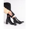 Černé elegantní dámské kotníkové boty na sloupku (Velikost 36)