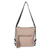Béžová dámská taška typu batoh s třásněmi (Velikost one size)