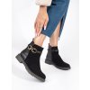 Černé dámské kotníkové boty s ozdobnou sponou (Velikost 36)
