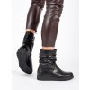 Černé kožené dámské boty na nízkém klínku s krčeným svrškem Sergio Leone (Velikost 36)