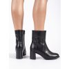 Černé kožené dámské kotníkové boty na sloupkovém podpatku Sergio Leone