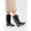Černé lakované vysoké dámské holínky (Velikost 36)
