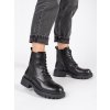 Černé kožené dámské boty workery na platformě Sergio Leone (Velikost 36)