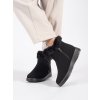 Černé pohodlné zateplené kotníkové boty dámské s kožešinou (Velikost 36)