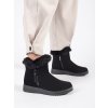 Černé pohodlné zateplené kotníkové boty dámské s kožešinou (Velikost 36)